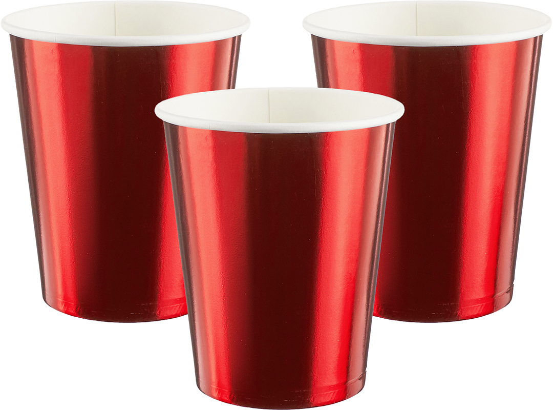 Стаканы (250 мл) Красный, Металлик, 6 шт.