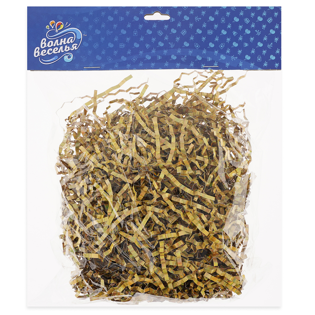 Наполнитель для коробок, Подарочная Классика, ПП, Золото, Голография, 50 г.