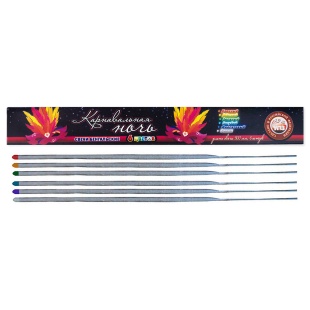 Бенгальский огонь 90 сек, Карнавальная ночь, Ассорти, 30 см, 6 шт.