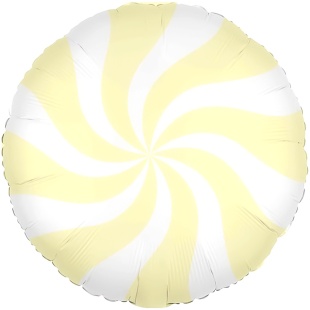 Шар (18''/46 см) Круг, Леденец, Желтый/Белый, Макарунс, 1 шт. в уп. (цв.этик.)