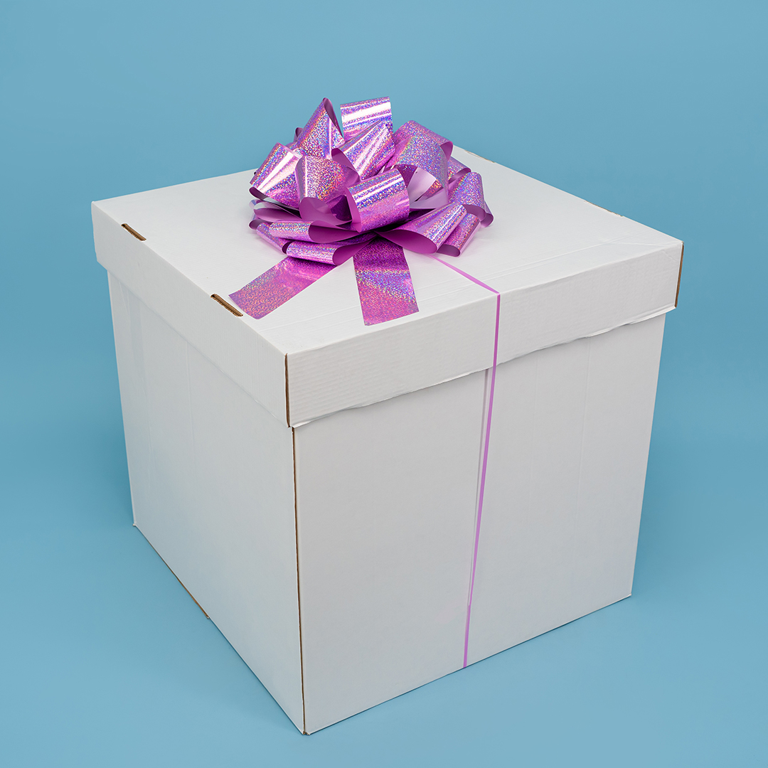 Бант Шар, Розовый, Голография, 36 см, 1 шт. в упак. 