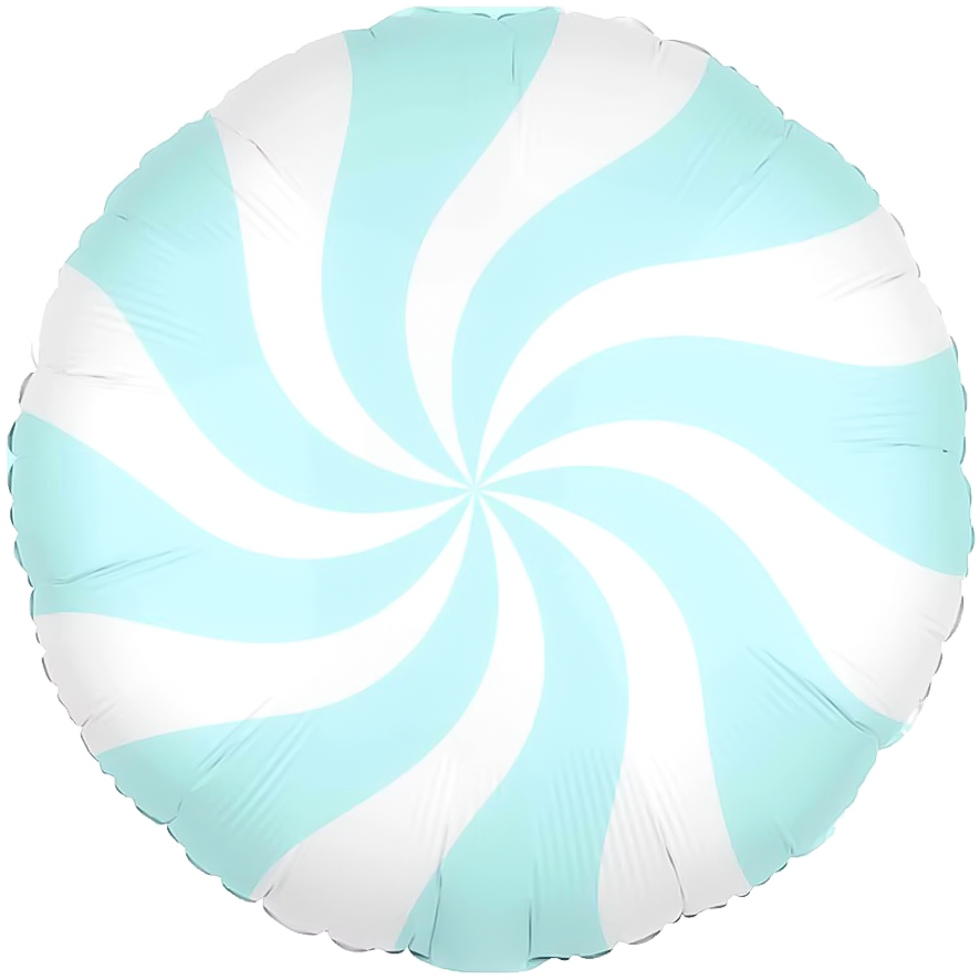 Шар (18''/46 см) Круг, Леденец, Бирюзовый/Белый, 1 шт.
