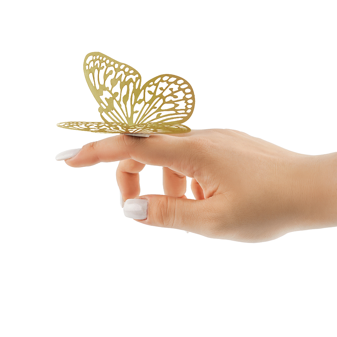 Наклейки Нежные бабочки, Золото, 8-12 см*12 шт, 1 упак.