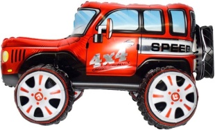 Шар (24''/61 см) Фигура 3D, Внедорожник Джип, Красный, 1 шт. в уп.