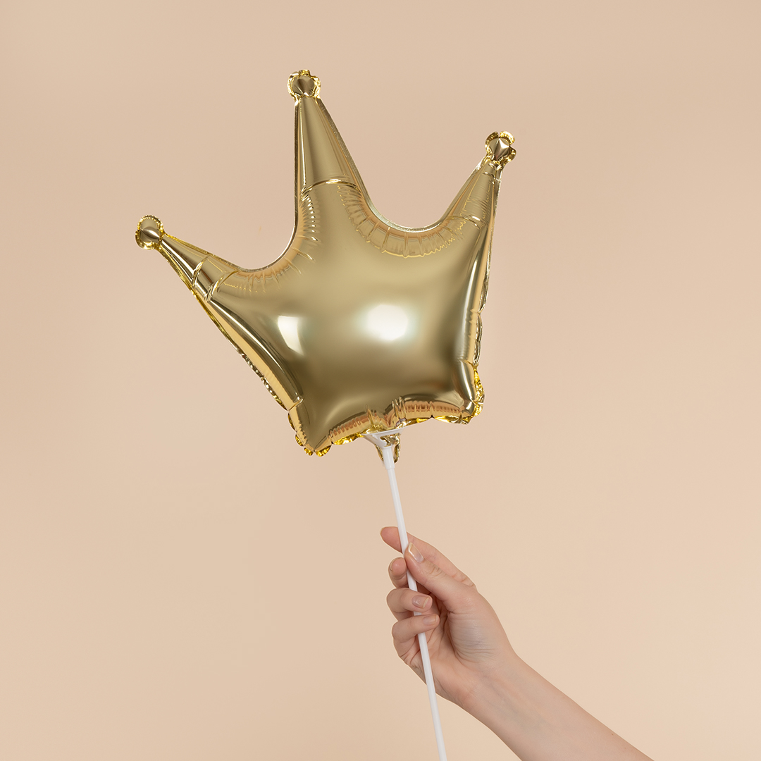 Шар (13''/33 см) Мини-фигура, Корона, Золото, 1 шт.