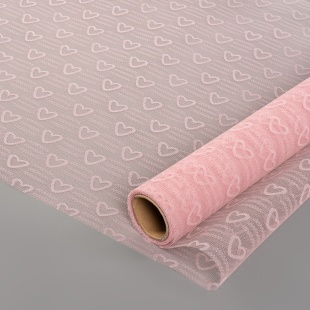 Фатин в рулоне (0,5*4,57 м) Сердца, Розовый, 1 шт.