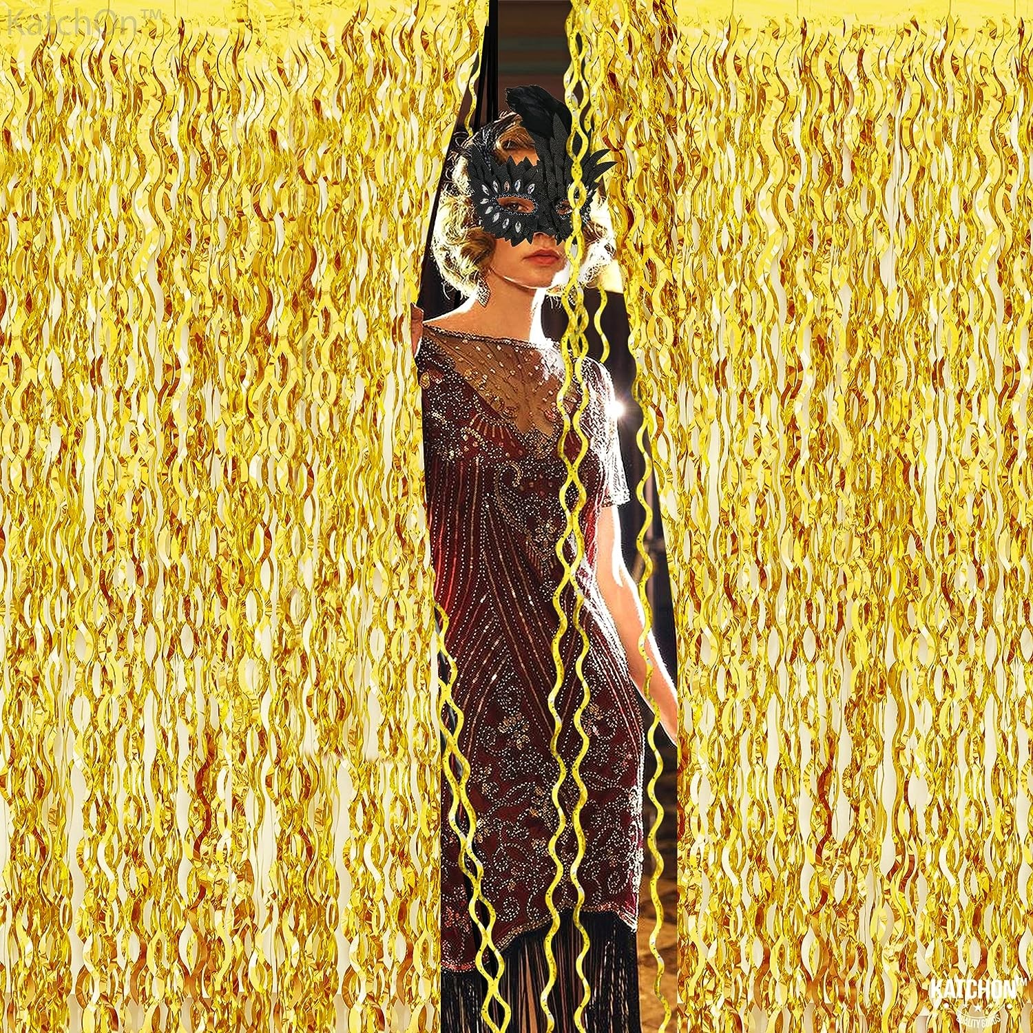 Занавес Волна, Золото, Металлик, 100*200 см, 1 шт.