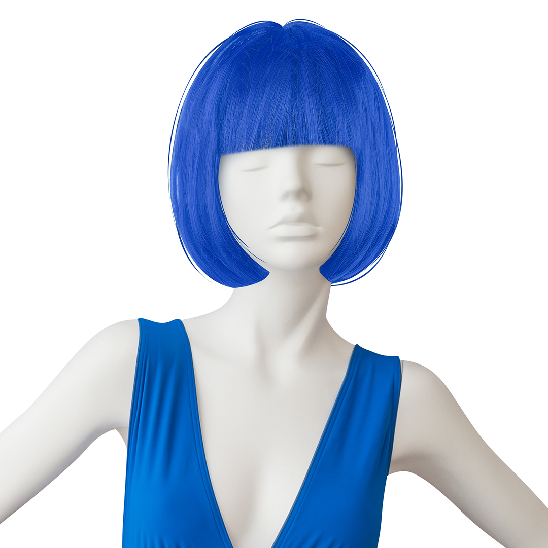 Парик карнавальный, 110 гр, Каре, Синий, 1 шт. в упак. 