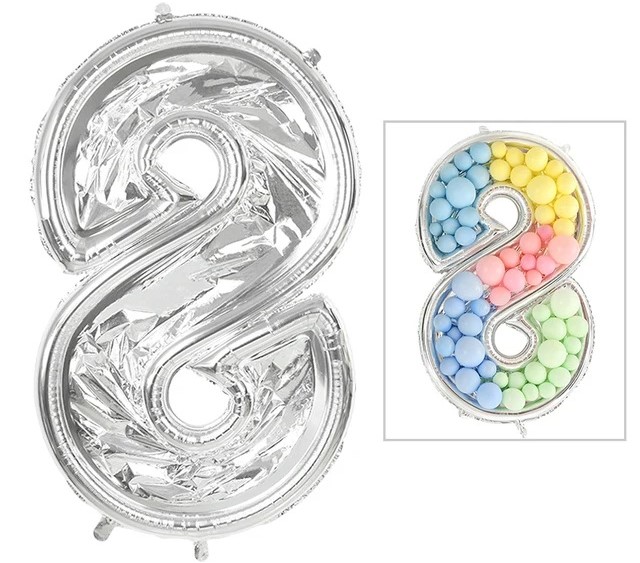Шар (65''/165 см) Цифра, 8 Каркасная, 1 шт. в уп.