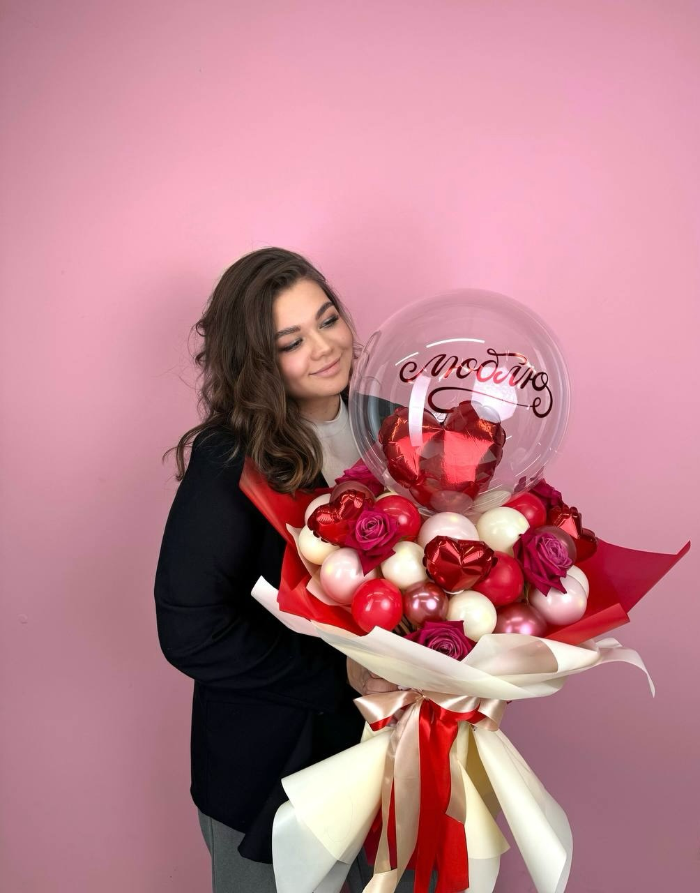 Шар (4''/10 см) Микро-сердце, Красный, 1 шт.