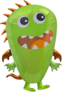 Шар с клапаном (17''/43 см) Мини-фигура, Монстрик Бонни, Зеленый, 5 шт. в уп. (цв.этик.)