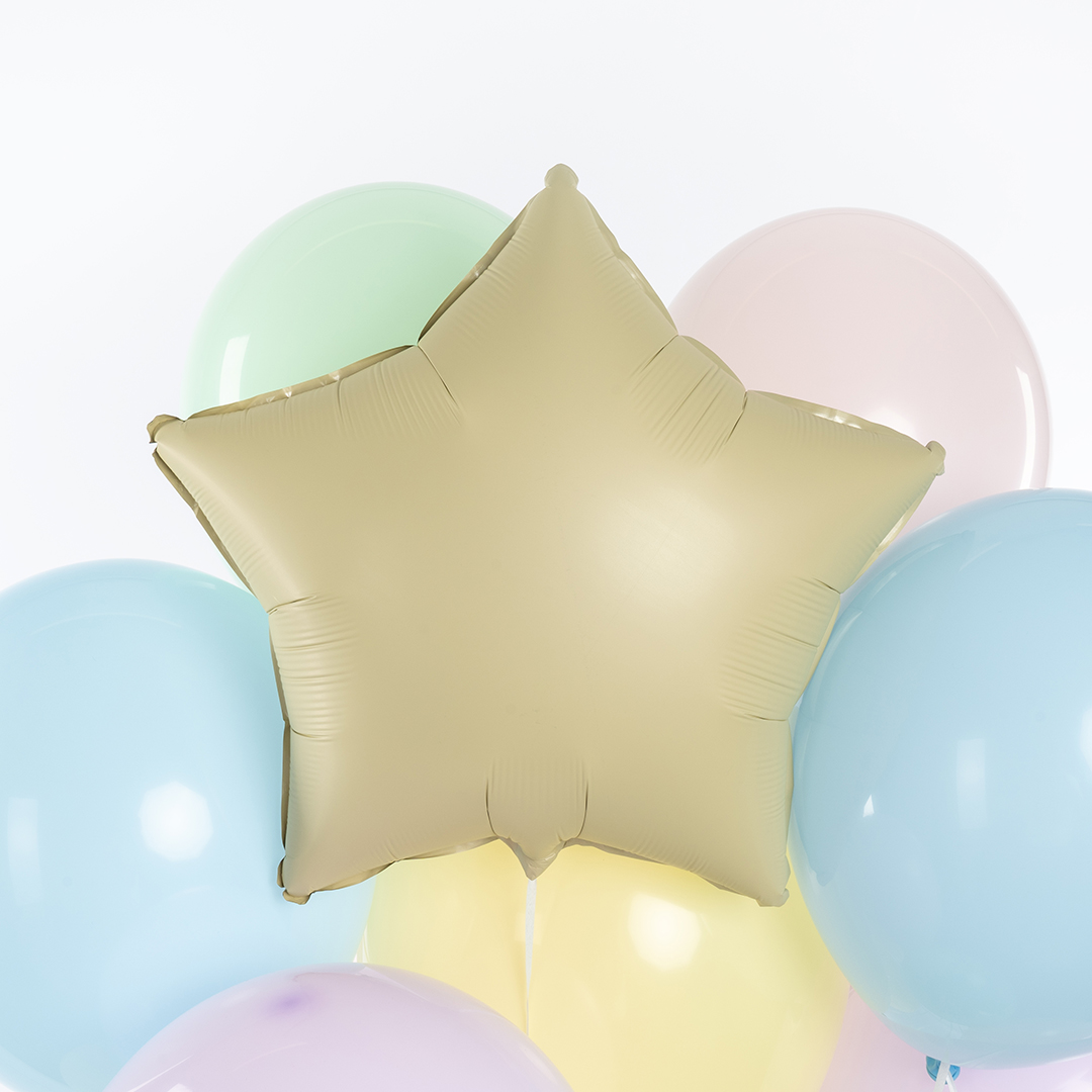 Шар (18''/46 см) Звезда, Светло-желтый, Сатин, 1 шт.