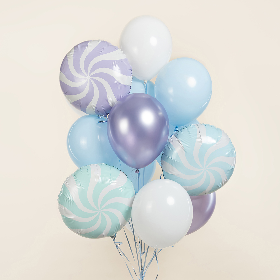 Шар (18''/46 см) Круг, Леденец, Сиреневый/Белый, 1 шт.