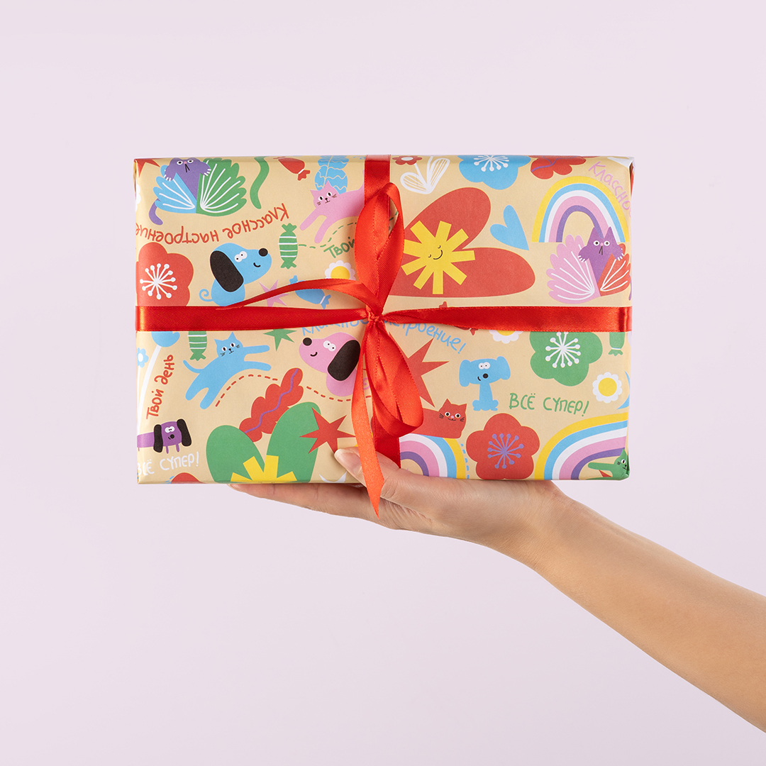 Упаковочная бумага 105гр (0,7*1 м) Классный праздник, 10 шт.