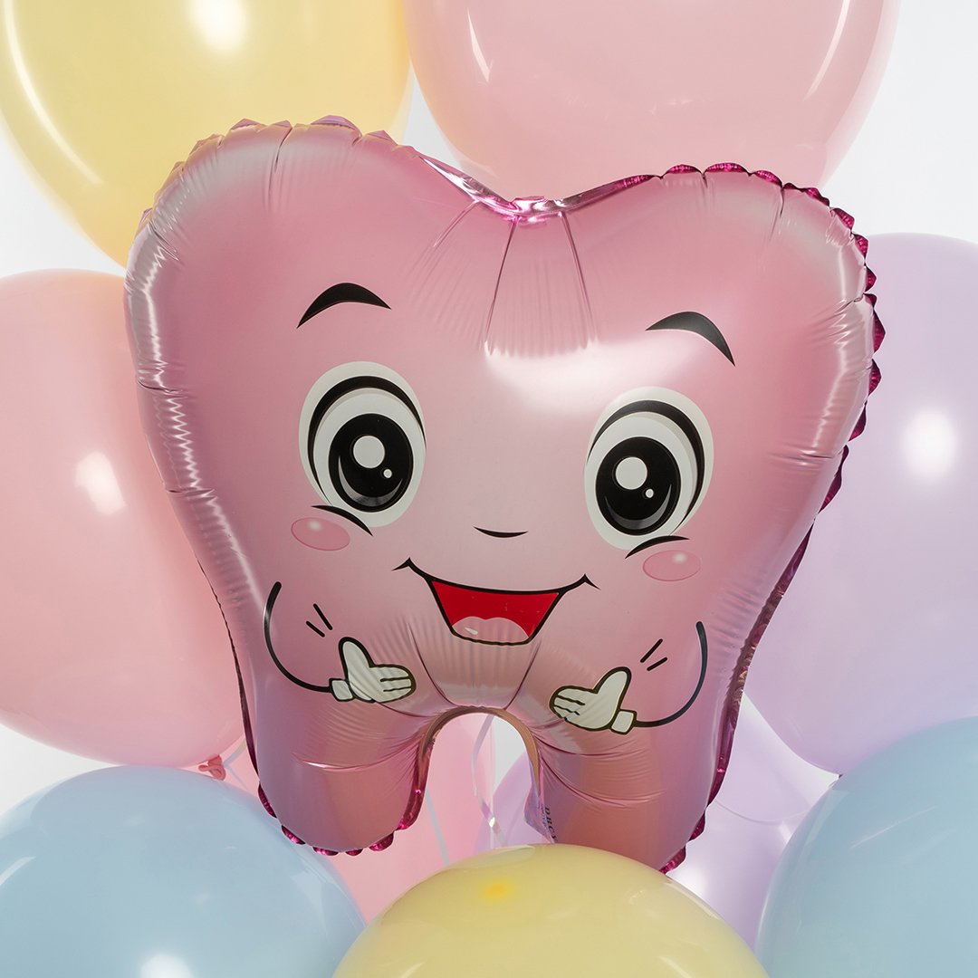 Шар (21''/53 см) Фигура, Милый Зубик, Розовый, 1 шт.