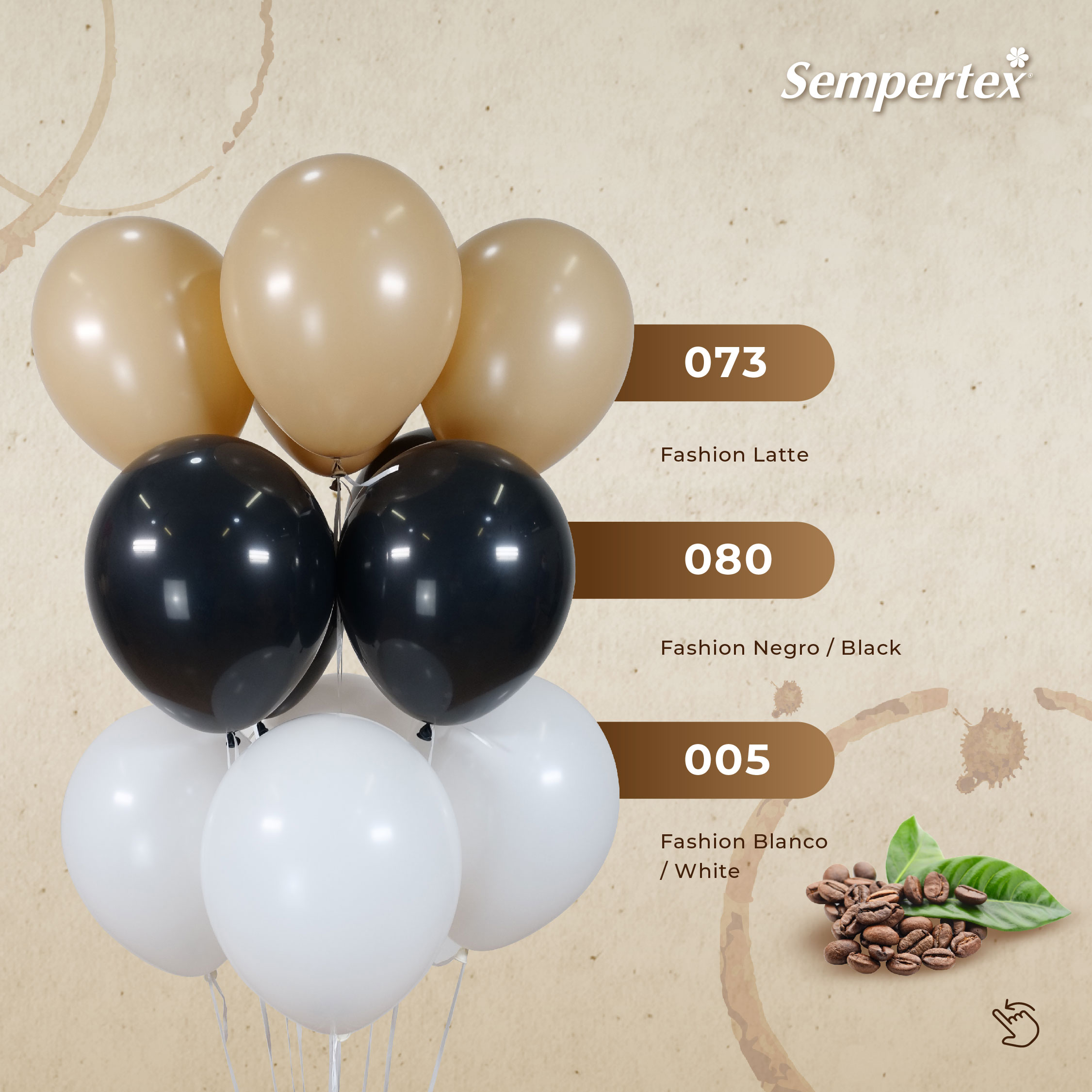 Шар (12''/30 см), Кофе Латте (073), пастель, 50 шт.