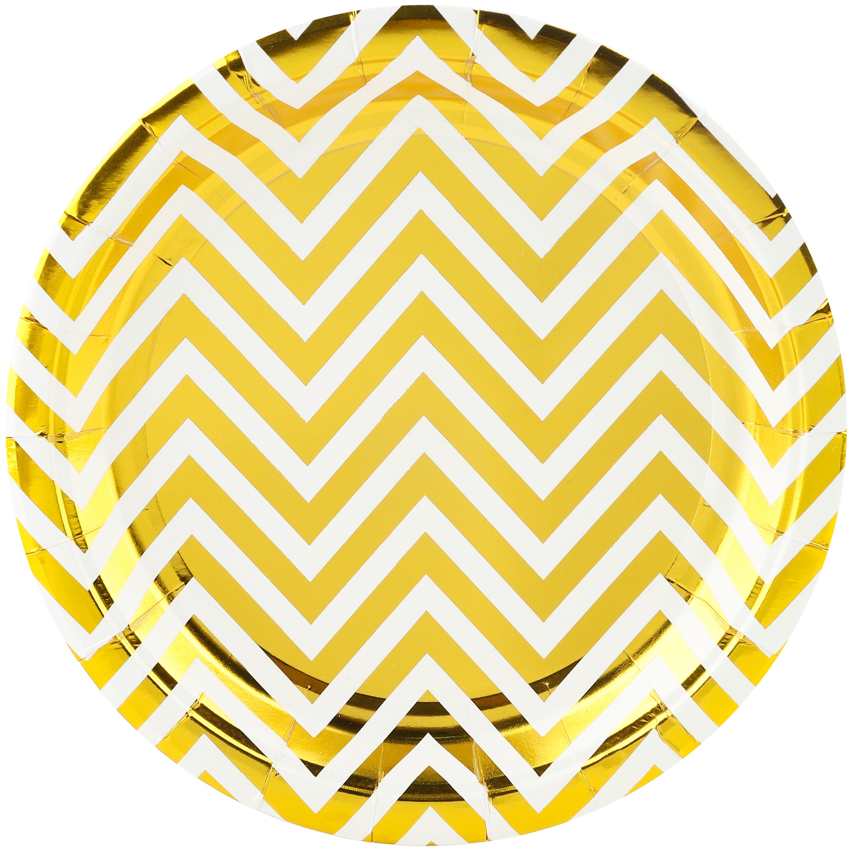 Тарелки (7''/18 см) Зигзаги, Белый/Золото, Металлик, 6 шт.