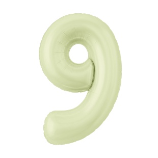 Шар (40''/102 см) Цифра, 9 Slim, Пыльный лайм, 1 шт. в уп.