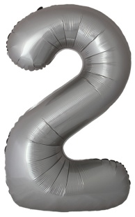 Шар (40''/102 см) Цифра, 2 Slim, Лунное Серебро, Матовый, 1 шт.