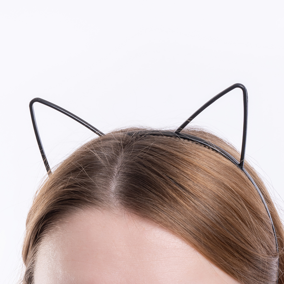 Ободок, Кошачьи ушки, Черный, 1 шт. 