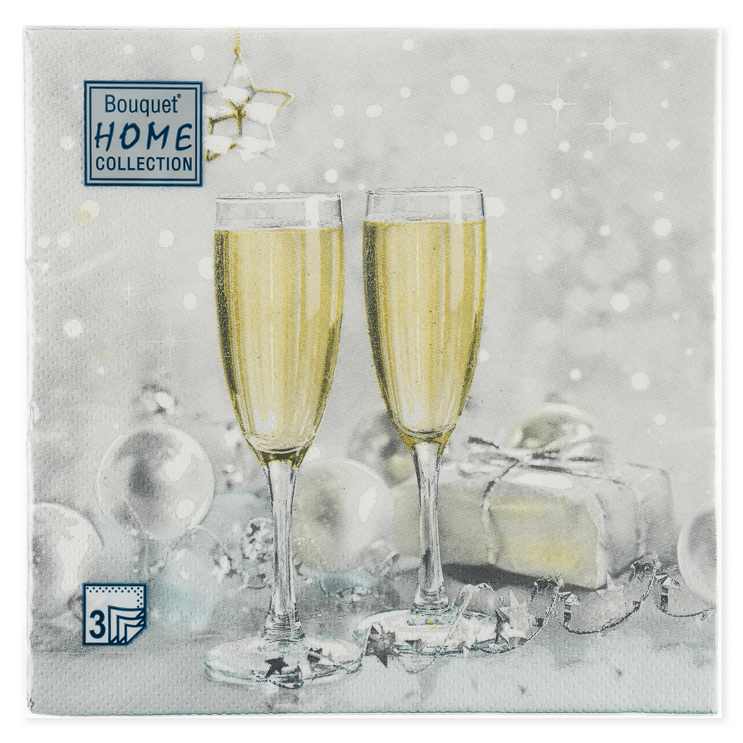 Сервировочные салфетки, Брызги Шампанского, 33*33 см, 20 шт.