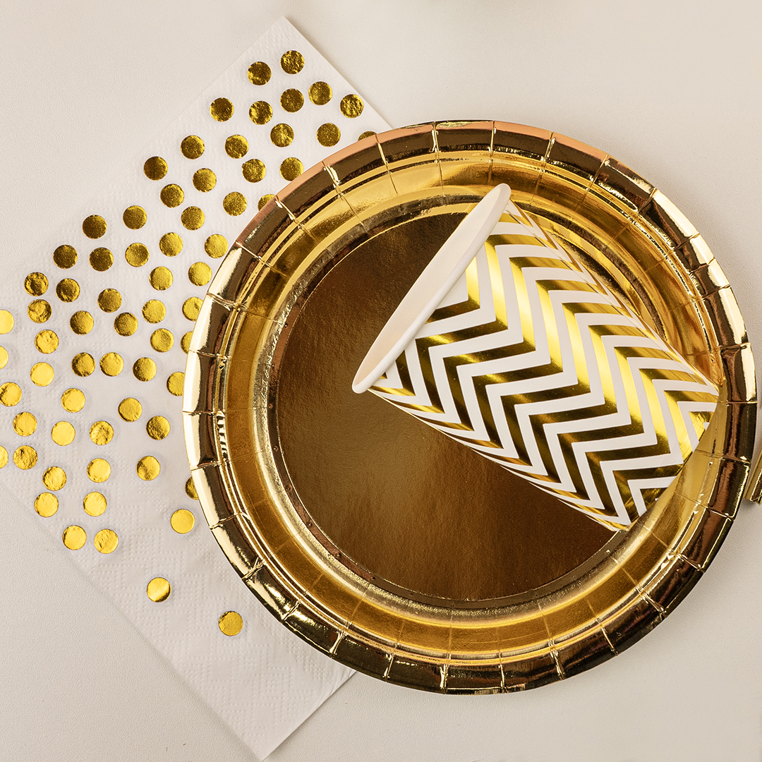 Тарелки (7''/18 см) Золото, Металлик, 6 шт.
