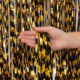 Занавес Дождик Зигзаги, Черный/Золото, Металлик, 100*200 см, 1 шт.