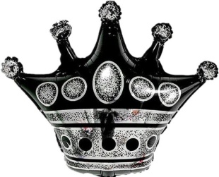 Шар (30''/76 см) Фигура, Корона, Черный, 1 шт.
