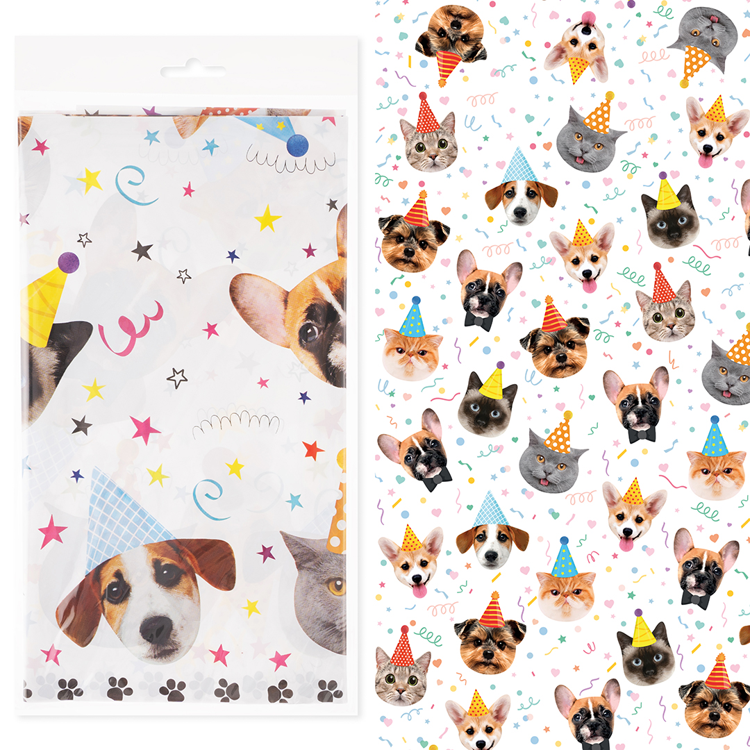 Скатерть одноразовая, Котики и Собачки, 120*180 см, 1 шт.