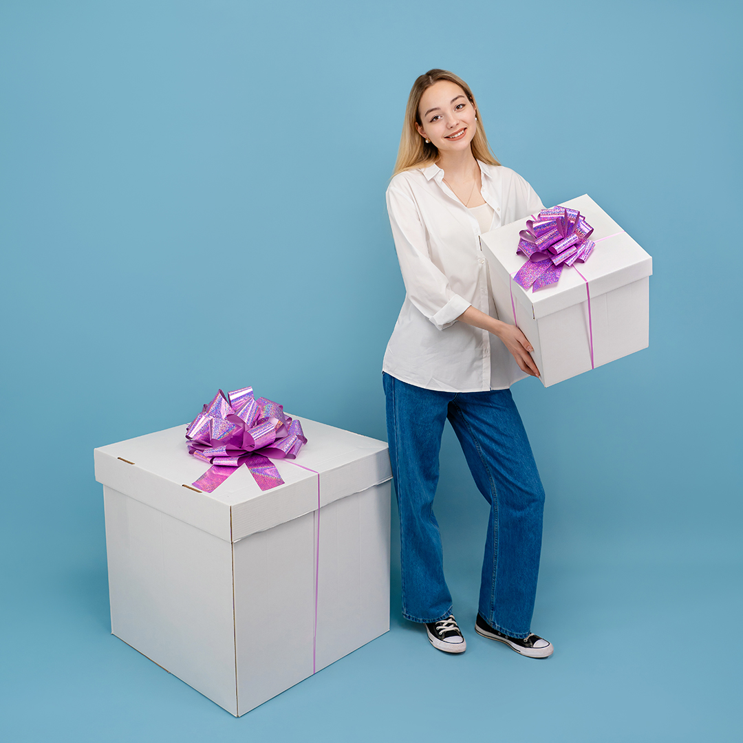 Бант Шар, Розовый, Голография, 21 см, 1 шт. в упак. 