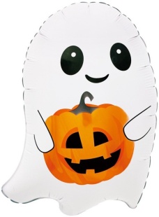 Шар с клапаном (17''/43 см) Мини-фигура, Маленькое привидение с тыквой, 1 шт.