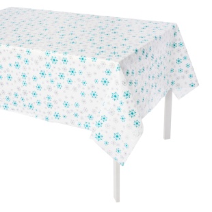 Скатерть одноразовая, Снежинки, Белый/Голубой/Серебро, 137*274 см, 1 шт.