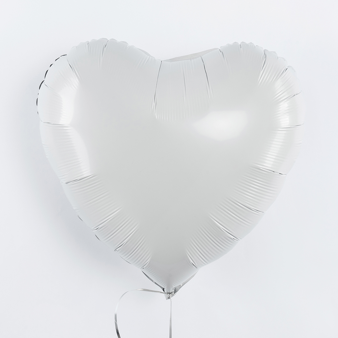 Шар (24''/61 см) Сердце, Белый, 1 шт.