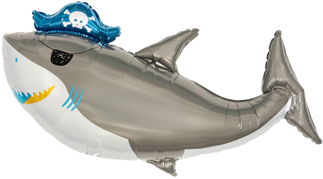 Шар (36''/91 см) Фигура, Акула Пират (повязка флибустьера), 1 шт.