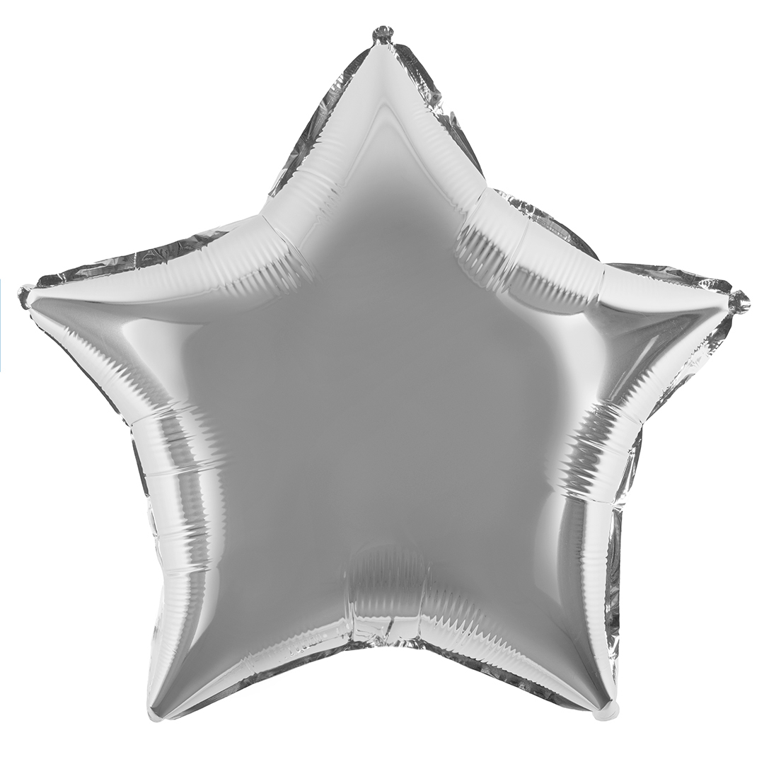 Шар (24''/61 см) Звезда, Серебро, Металлик, 1 шт.