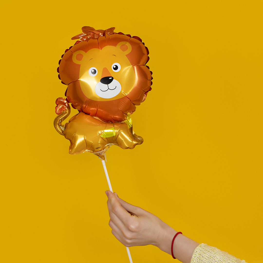 Шар с клапаном (12''/30 см) Мини-фигура, Лев, 1 шт.