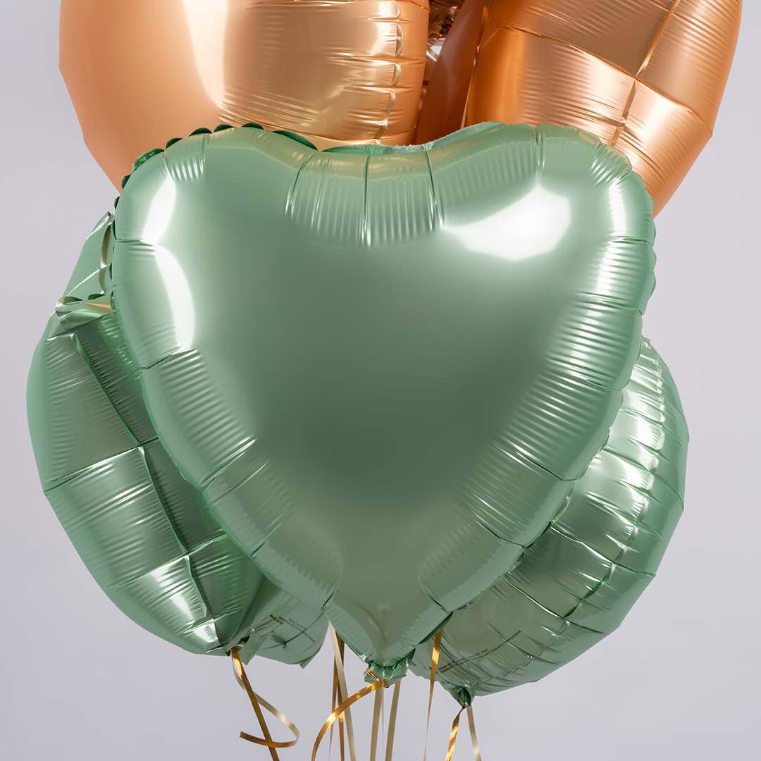 Шар (18''/46 см) Сердце, Мятная глазурь, Сатин, 1 шт.