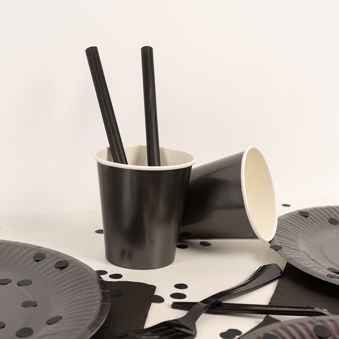 Трубочки для коктейлей (пластик), Широкие, Черный, 50 шт. в упак. 