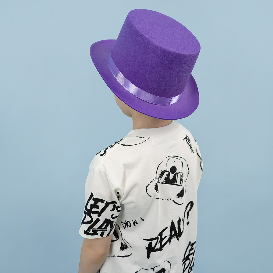 Шляпа, Цилиндр, фетр, Фиолетовый, 56-58 разм., 1 шт. 