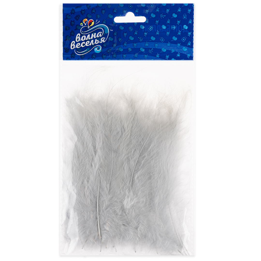 Перья, Премиум, Серебро, 12-15 см, 30 шт.