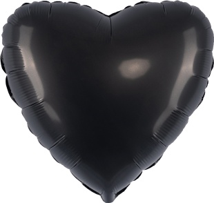 Шар (18''/46 см) Сердце, Черный, Сатин, 1 шт.