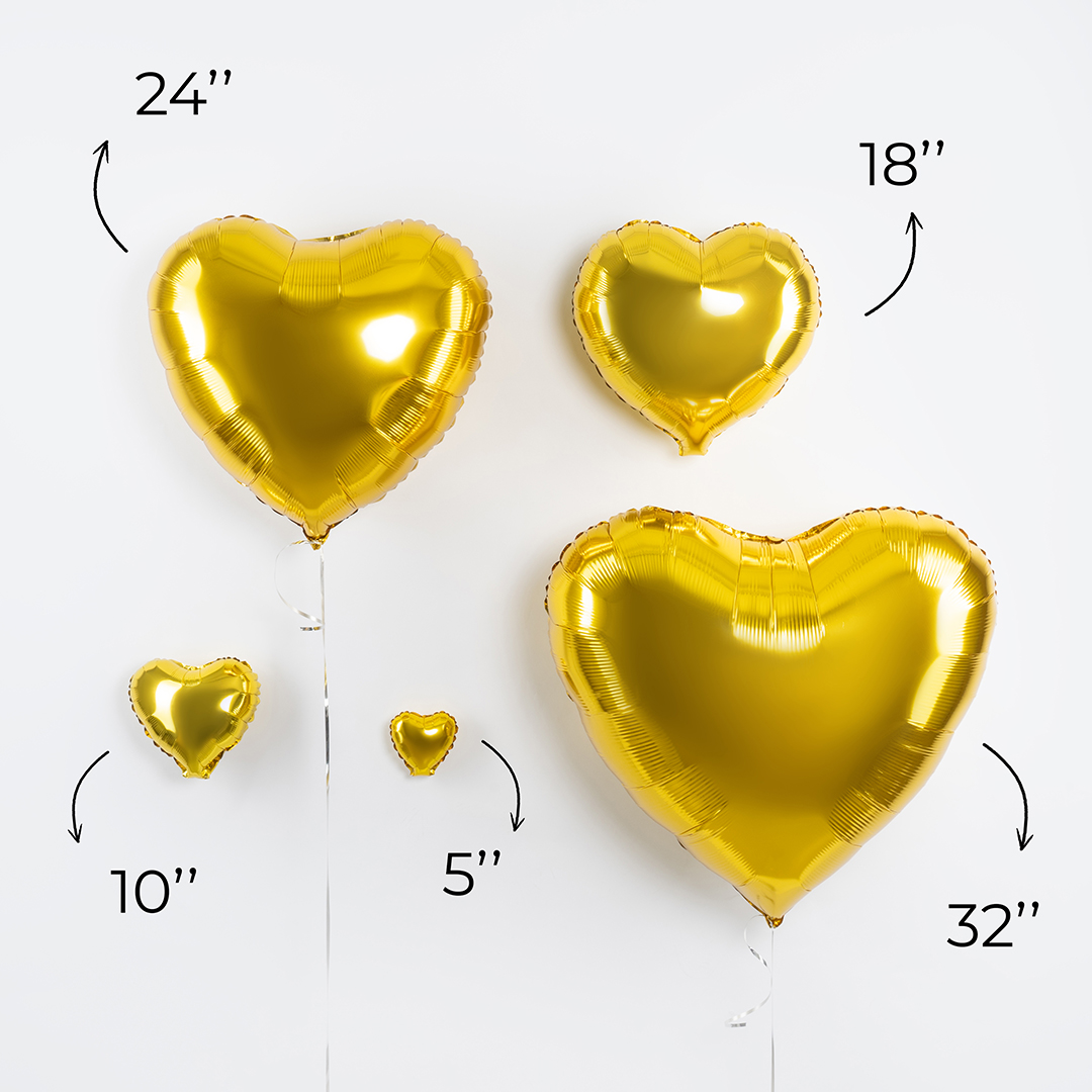 Шар (32''/81 см) Сердце, Золото, Металлик, 1 шт.