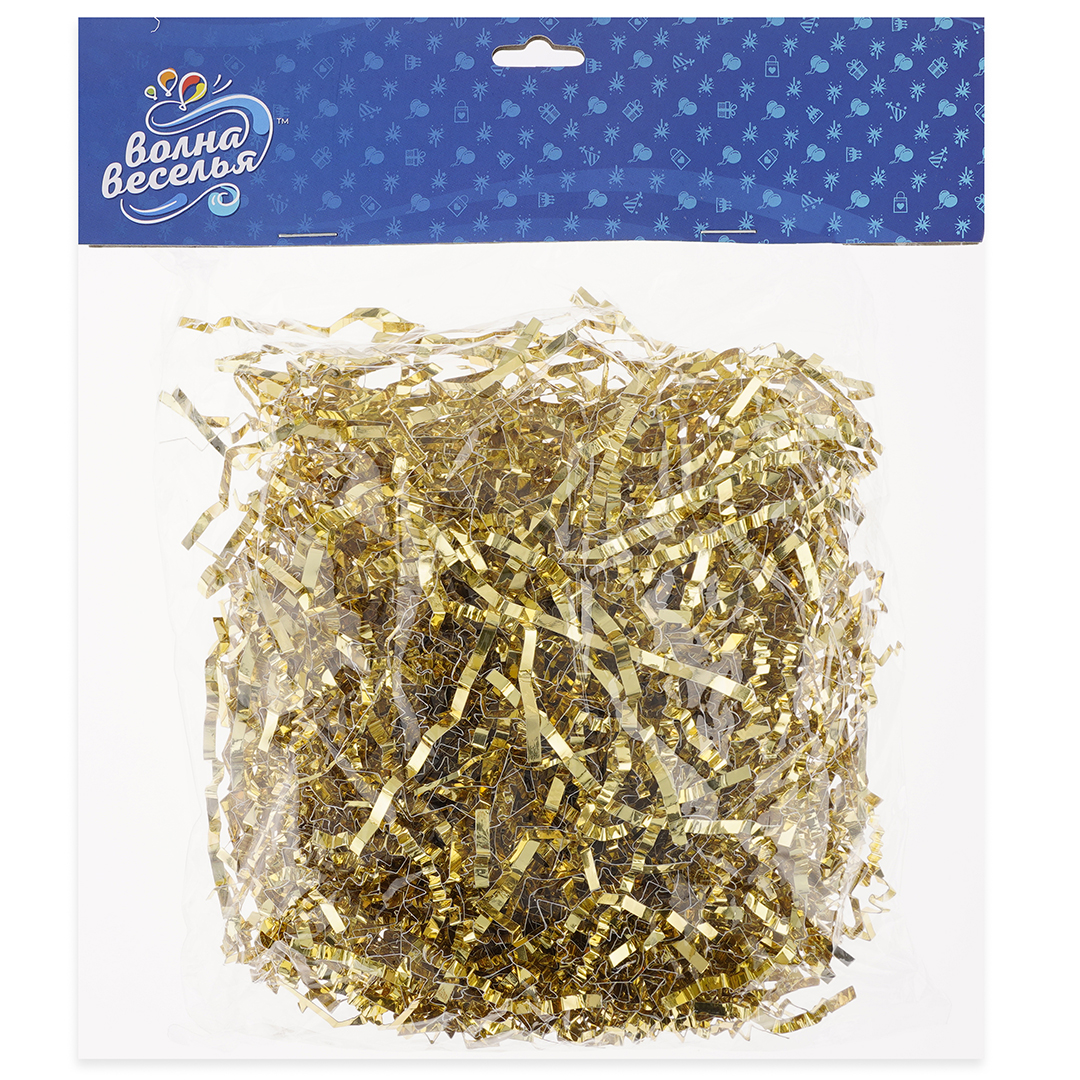 Наполнитель для коробок, Подарочная Классика, ПП, Золото, Металлик, 50 г.