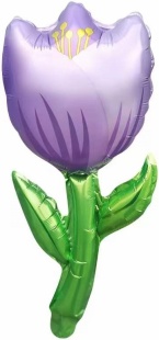 Шар с клапаном (17''/43 см) Мини-цветок, Тюльпан, Сиреневый, 5 шт. в уп. (цв.этик.)