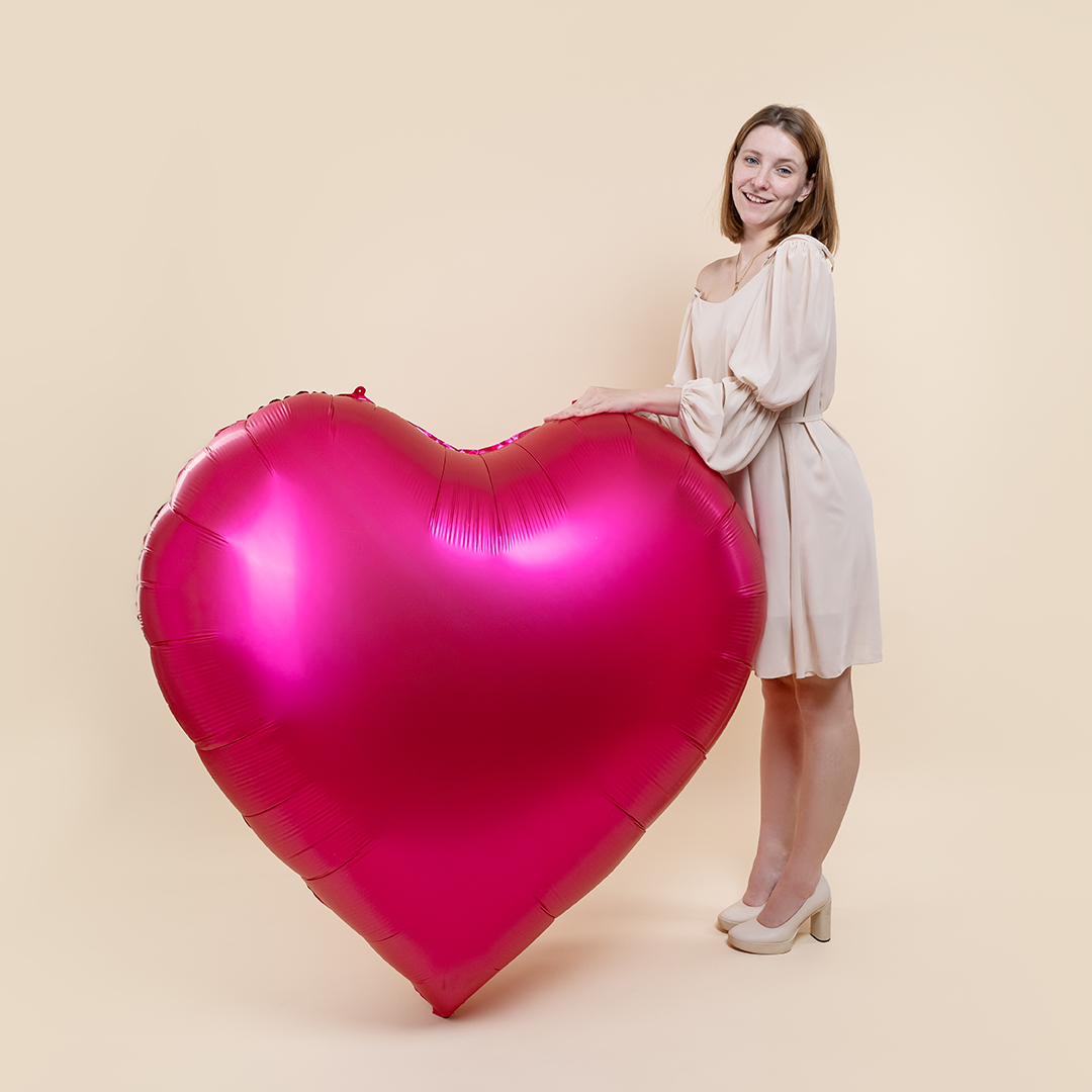 Шар (63''/160 см) Сердце, Фуше, Сатин, 1 шт. в уп.