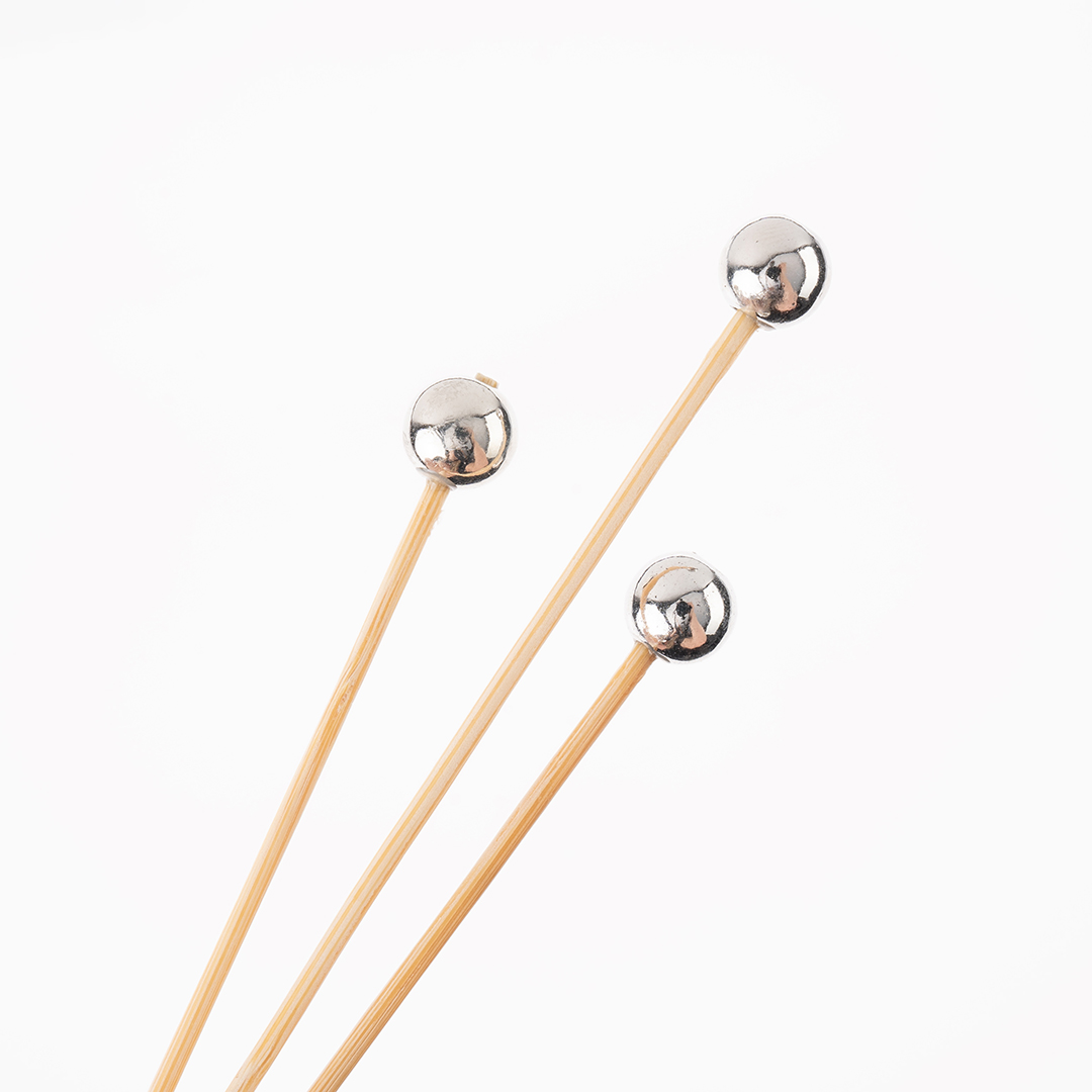 Пики Топперы, Шарики, Серебро, 14 см, 12 шт.