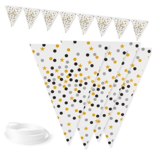 Гирлянда Флажки, Конфетти, Стильный микс, 200 см, 1 упак.