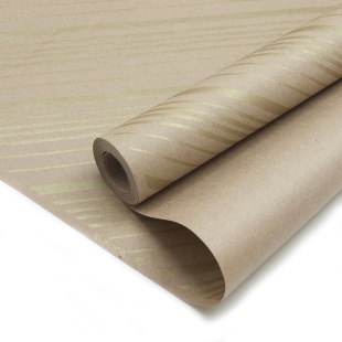 Упаковочная бумага, Крафт 60гр (0,7*9,14 м) Elance, Стильные полоски, Золото, 1 шт.