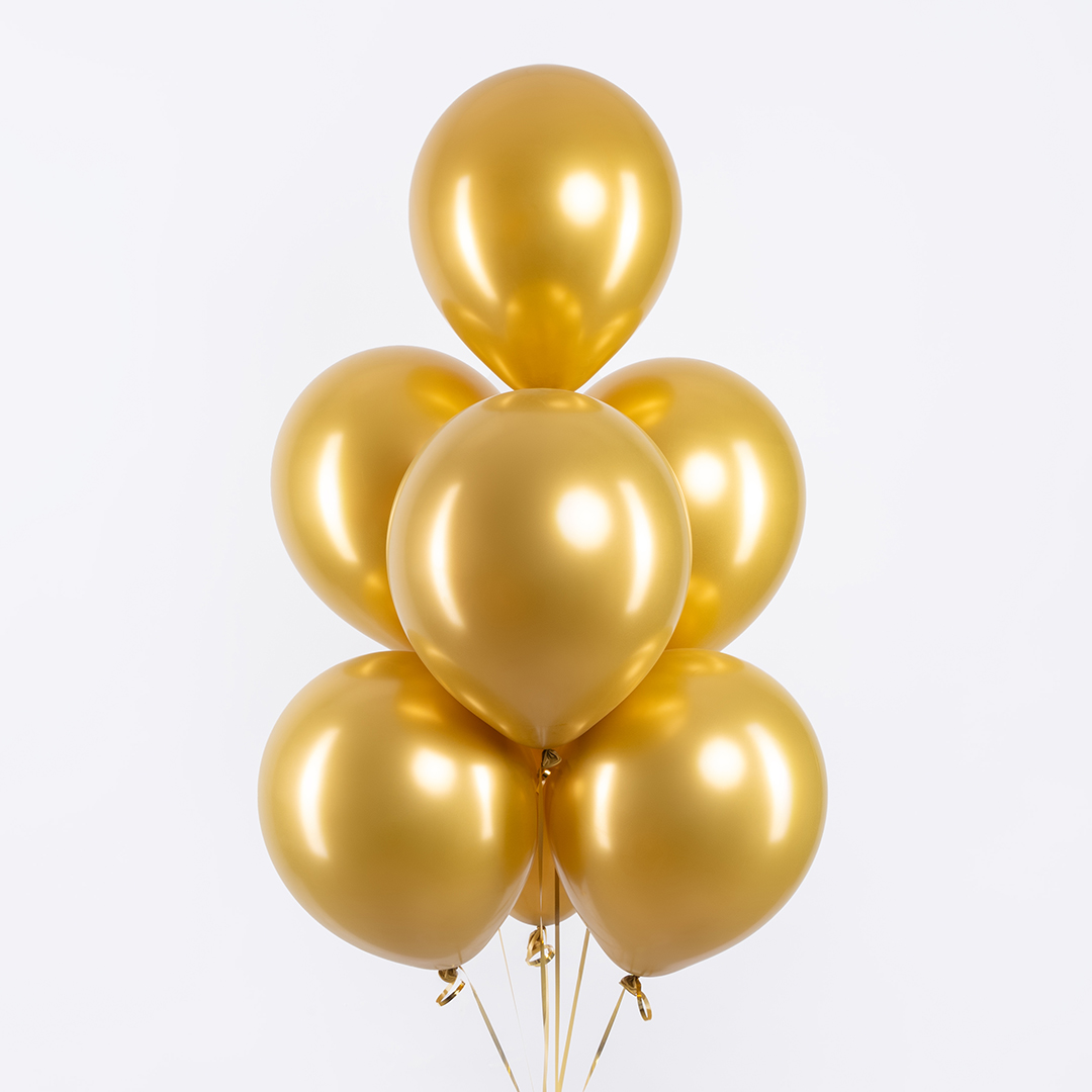 Шар (12''/30 см), Золото, хром, 50 шт.