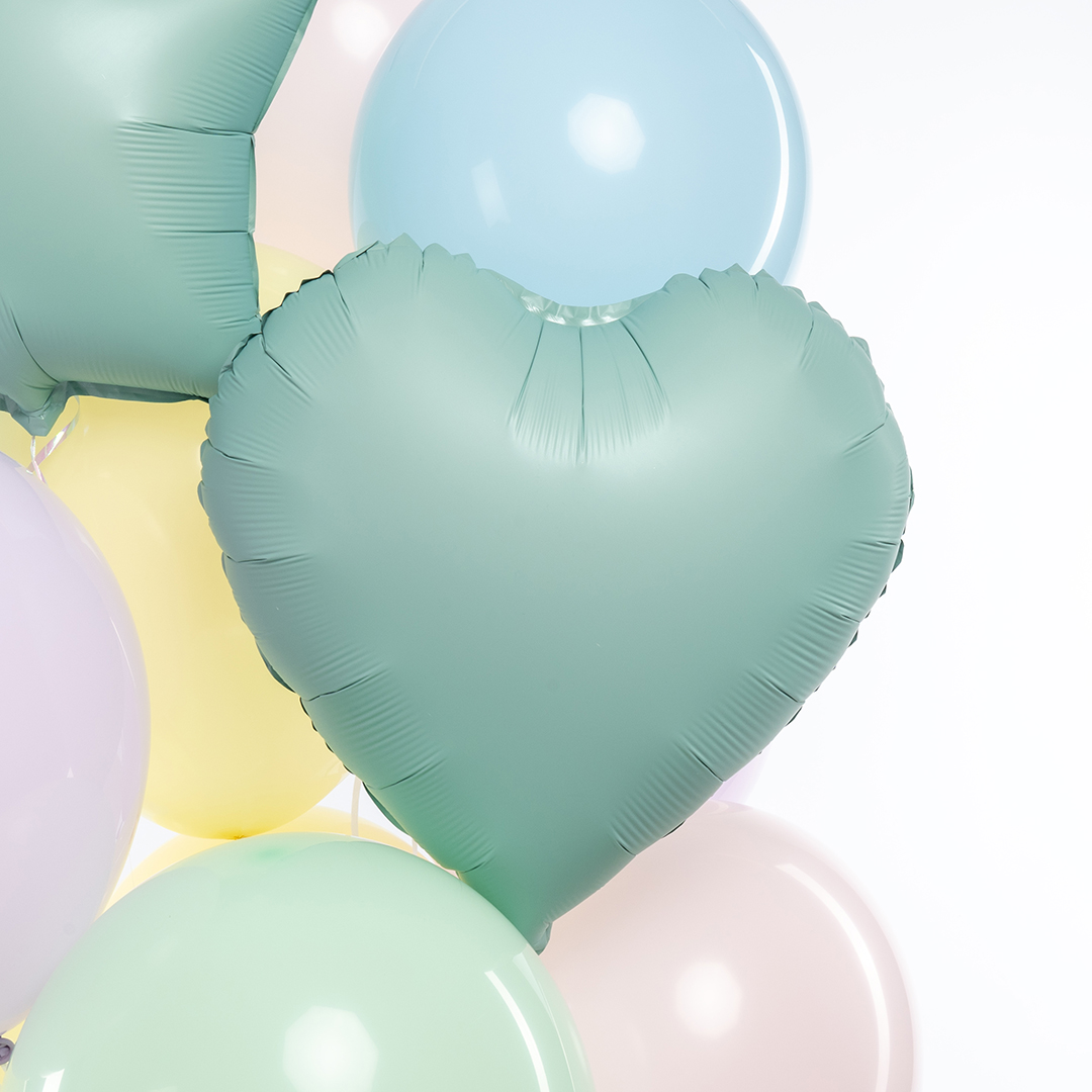 Шар (18''/46 см) Сердце, Нежная мята, Сатин, 1 шт.